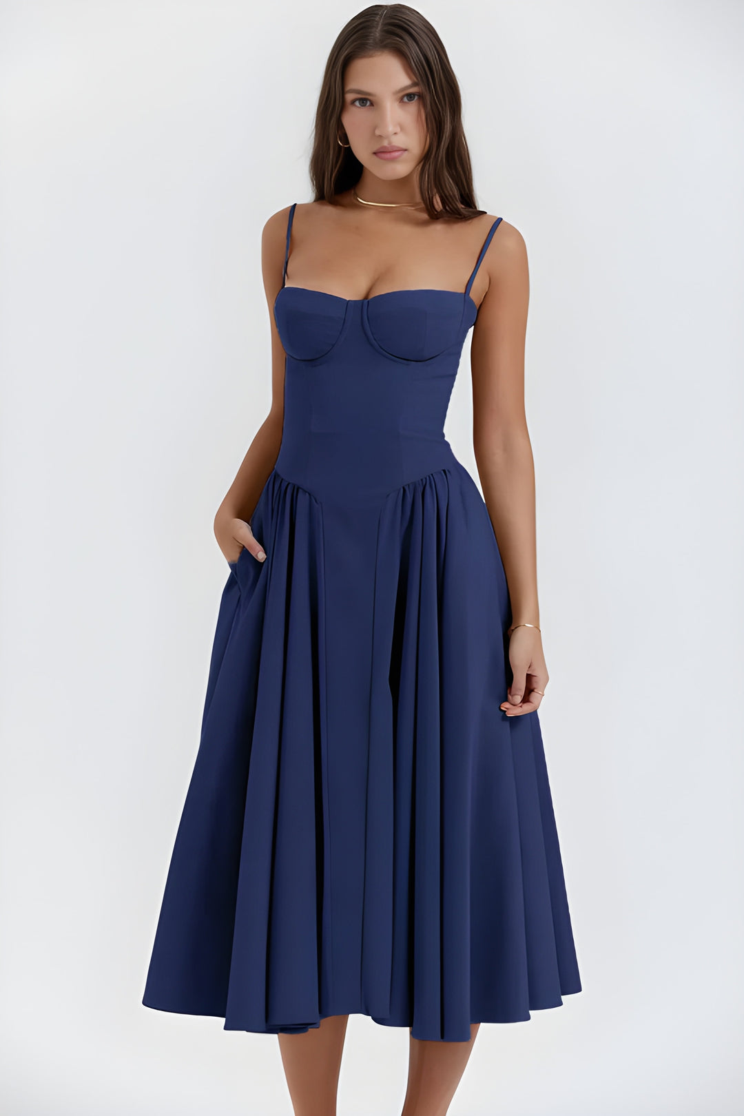 Women's Dress | Spaghetti Strap Retro Style | French Court Look | Polyester Fibre