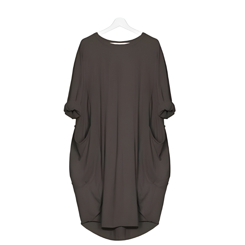Women’s Dress | Round Neck & Loose Fit | Casual Clothing with Pockets