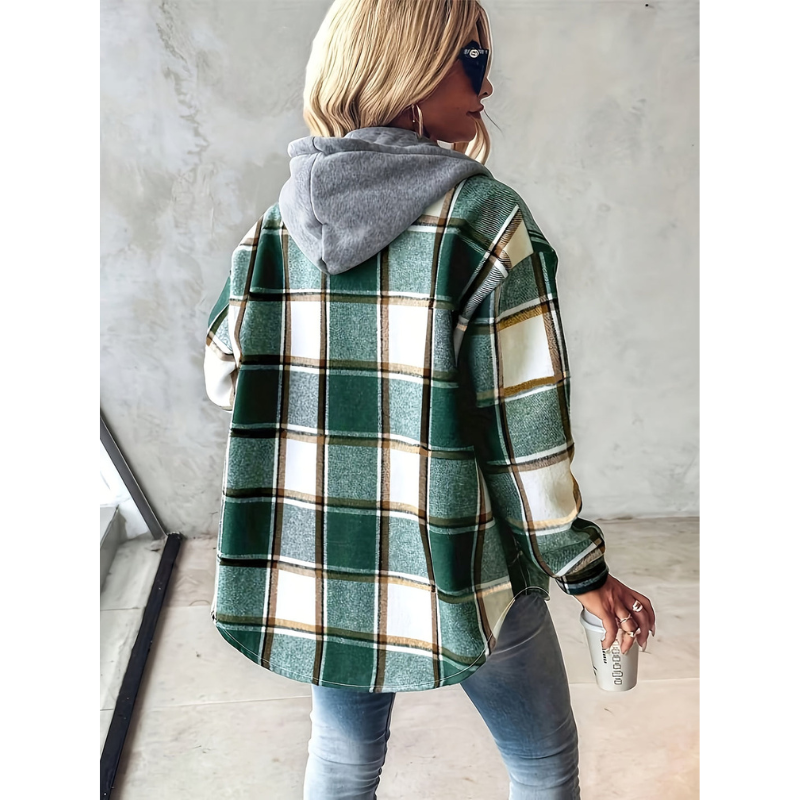 Women’s Jacket | Casual Hoodie Outerwear | Retro Check Clothing