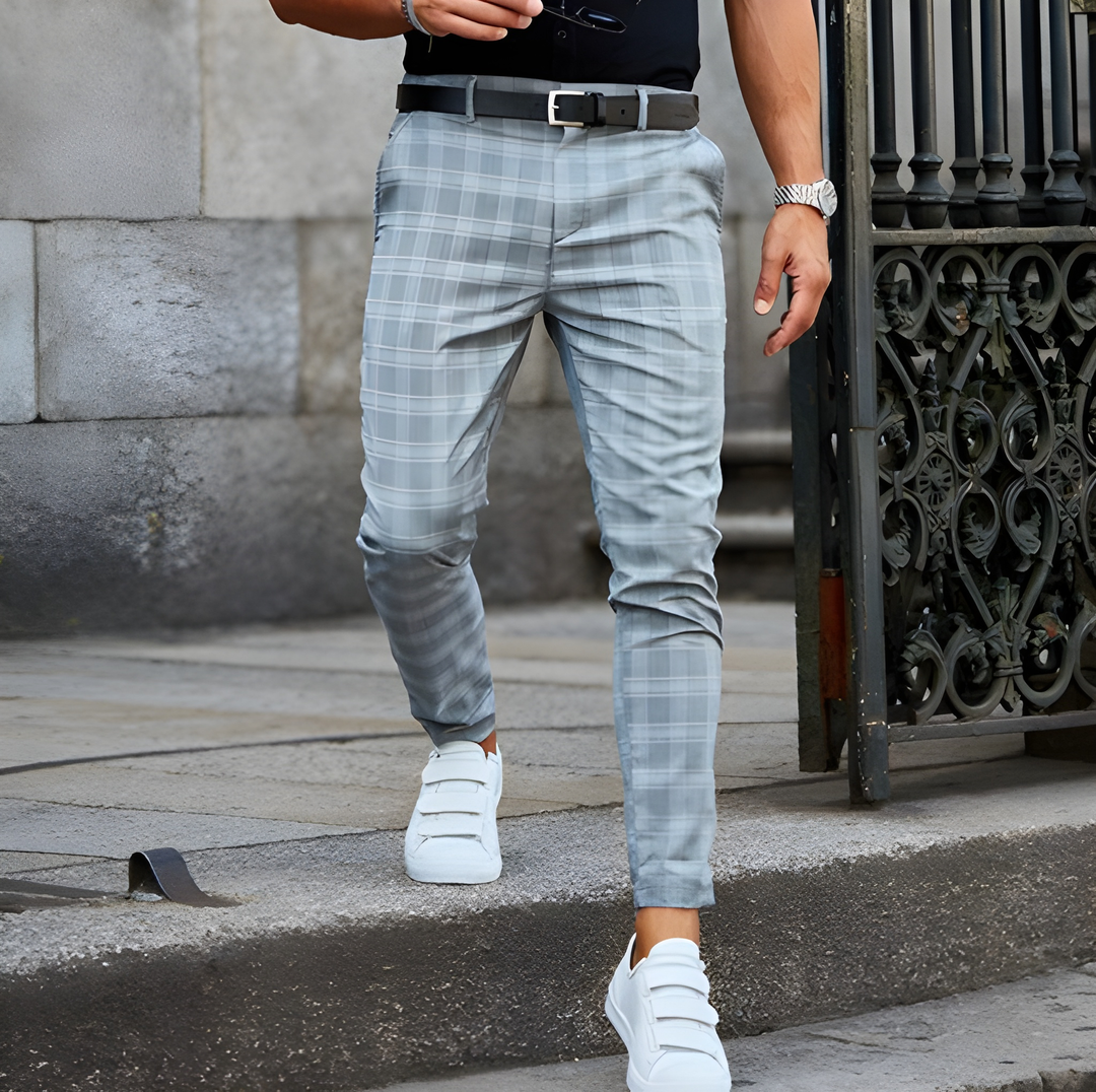 Men’s Checkered Trousers | Vintage Streetwear | Slim Fit & Mid Waist | Cotton & Polyester