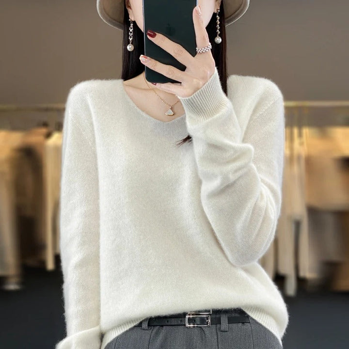 Women’s Knitted Jumper | V-Neck & Long Sleeve | Warm Soft fabrc