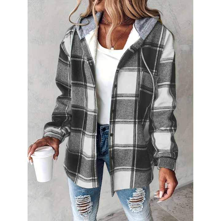 Women’s Jacket | Casual Hoodie Outerwear | Retro Check Clothing