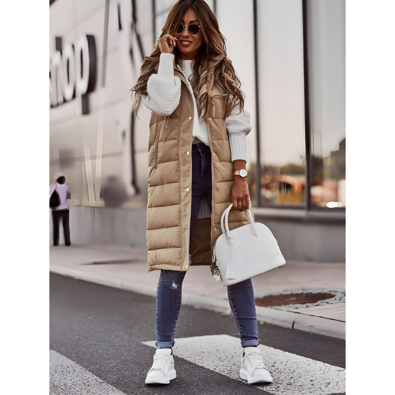 Women’s Vest | Quilted Hooded Clothing | Long Winter Warmth