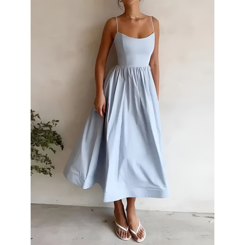 Women’s Dresses | Sleeveless A-Line Silhouette | Elegant Midi Clothing