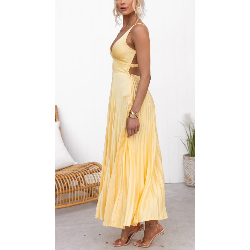 Women's Maxi Dress | Pleated Soft Silhouette | Elegant Fit Dresses