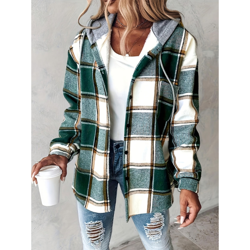 Women’s Jacket | Casual Hoodie Outerwear | Retro Check Clothing