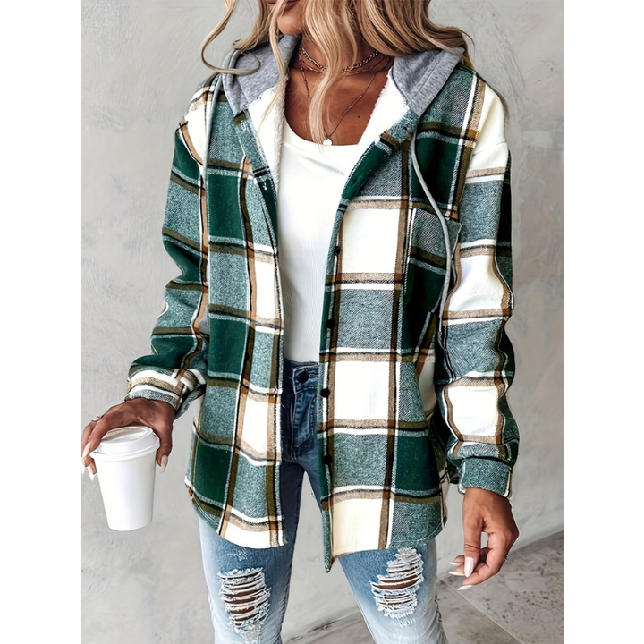 Women’s Jacket | Casual Hoodie Outerwear | Retro Check Clothing