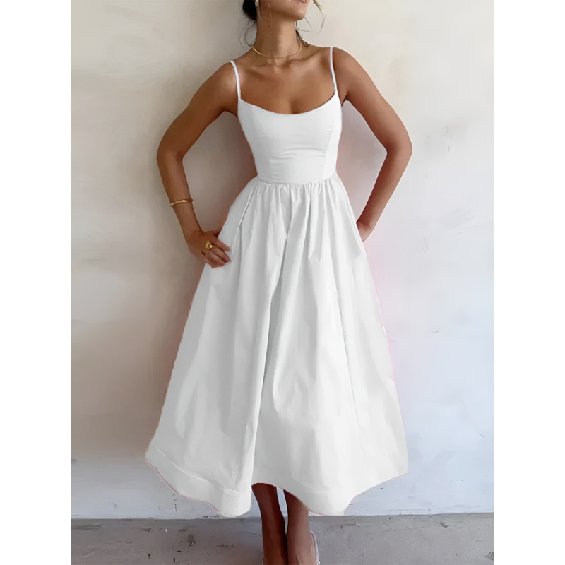Women’s Dresses | Sleeveless A-Line Silhouette | Elegant Midi Clothing