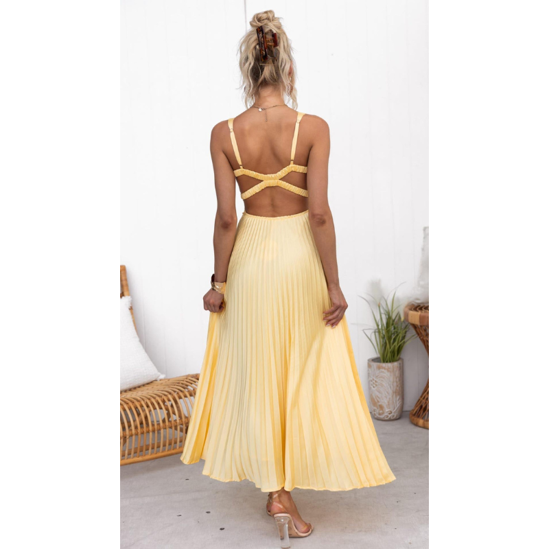 Women's Maxi Dress | Pleated Soft Silhouette | Elegant Fit Dresses