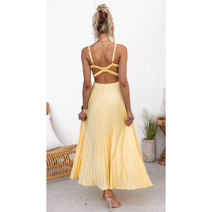 Women's Maxi Dress | Pleated Soft Silhouette | Elegant Fit Dresses