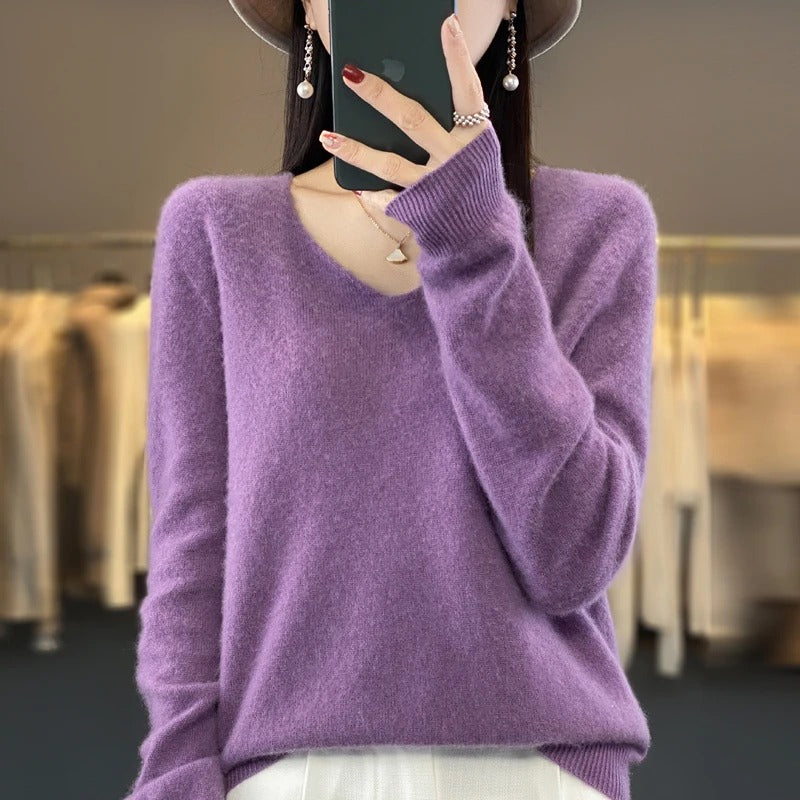 Women’s Knitted Jumper | V-Neck & Long Sleeve | Warm Soft fabrc