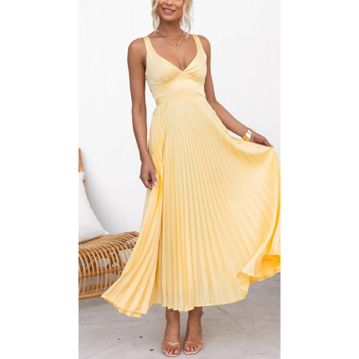 Women's Maxi Dress | Pleated Soft Silhouette | Elegant Fit Dresses