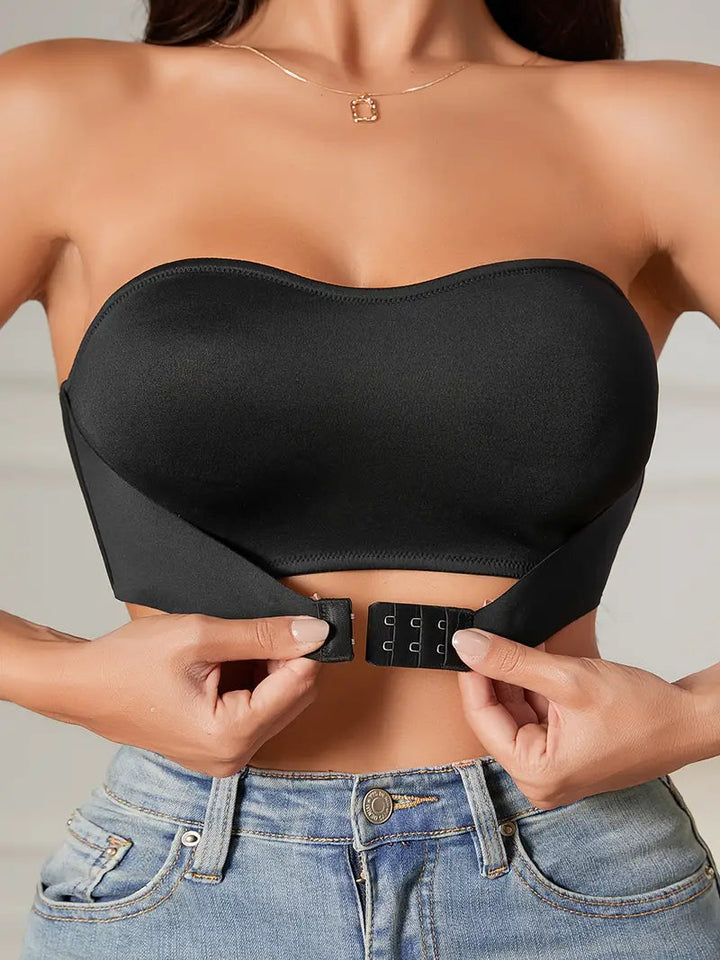 Bra for Women | Strapless & Push-Up | Silicone Stretch & Front Closure | Solid Tube Top