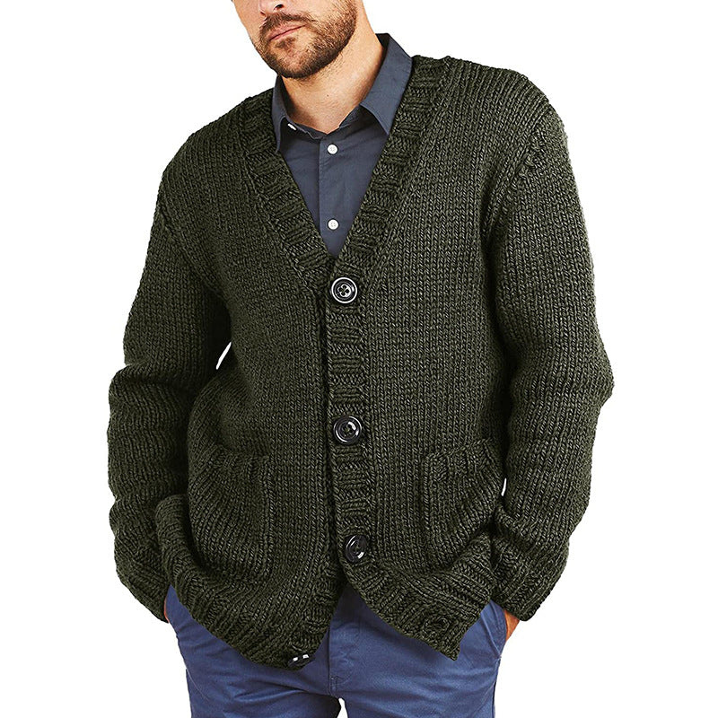 Men's Sweatshirt | Chunky Button Cardigan | Classic Mens Clothing