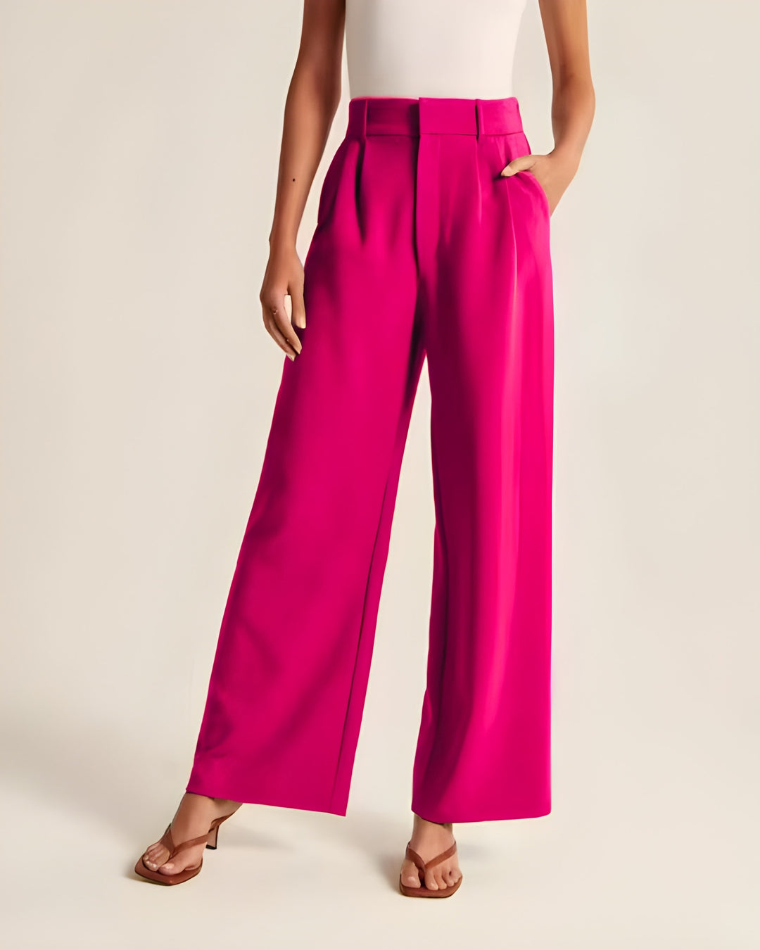 Women's Wide-Leg Trousers | Tailored Fit | Elegant Beige | Soft & Durable Fabric
