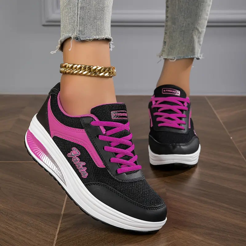 Women’s Trainers | PU Leather Platform Sneakers | Casual Shoes