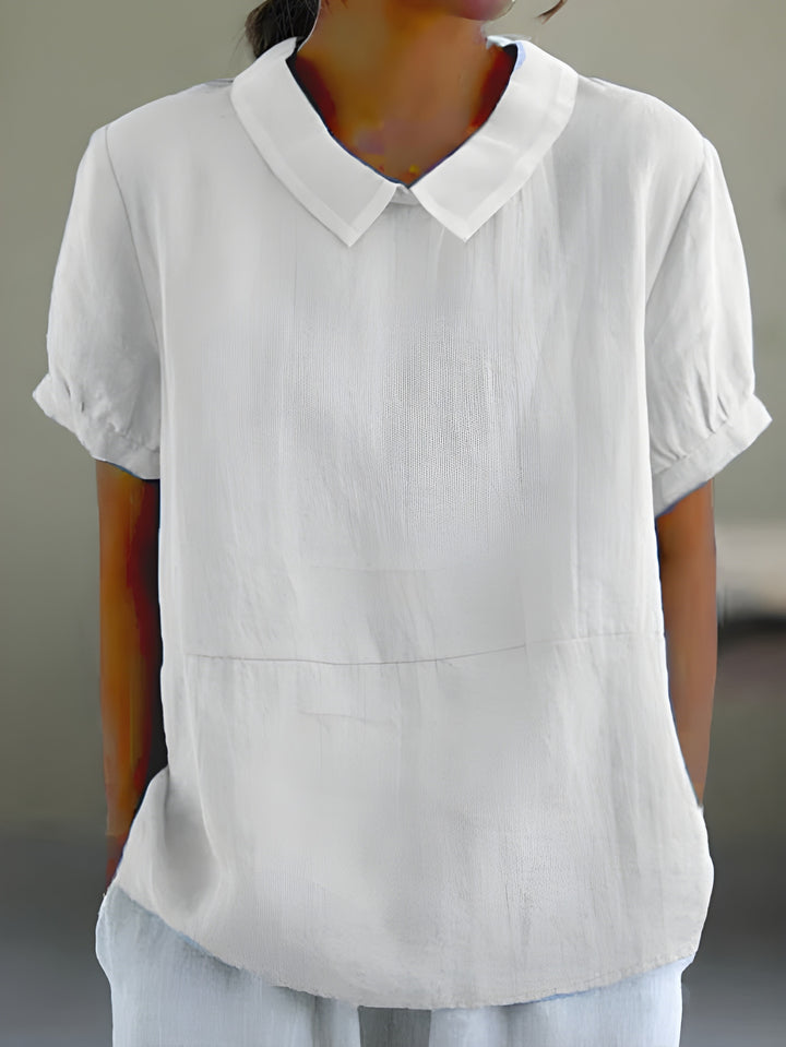 Women’s Blouse | Loose-Fit Lapel Shirt | Short Sleeves | Casual Streetwear
