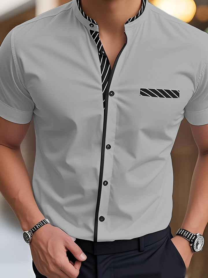 Men's Shirt | Stand Collar | Soft & Breathable | Polyester