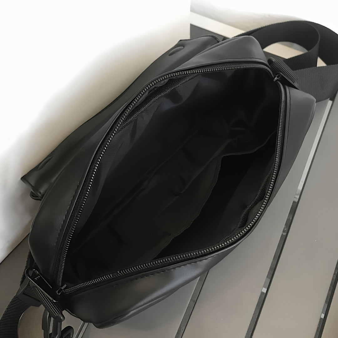 Men’s Shoulder Bag | Flap & Zip Closure | Removable Strap & Compact Design | PU Leather