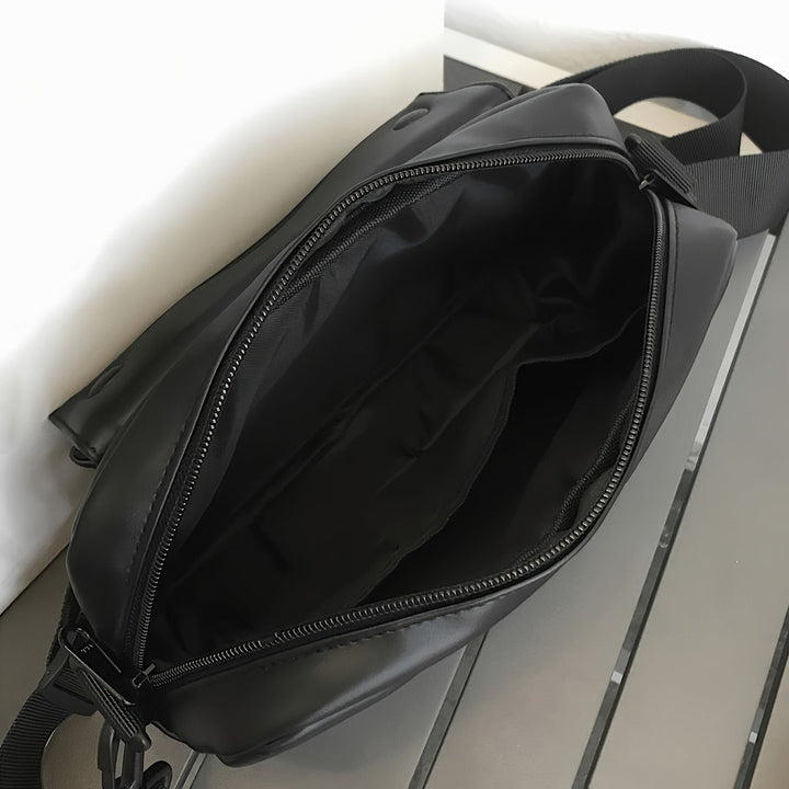 Men’s Shoulder Bag | Flap & Zip Closure | Removable Strap & Compact Design | PU Leather