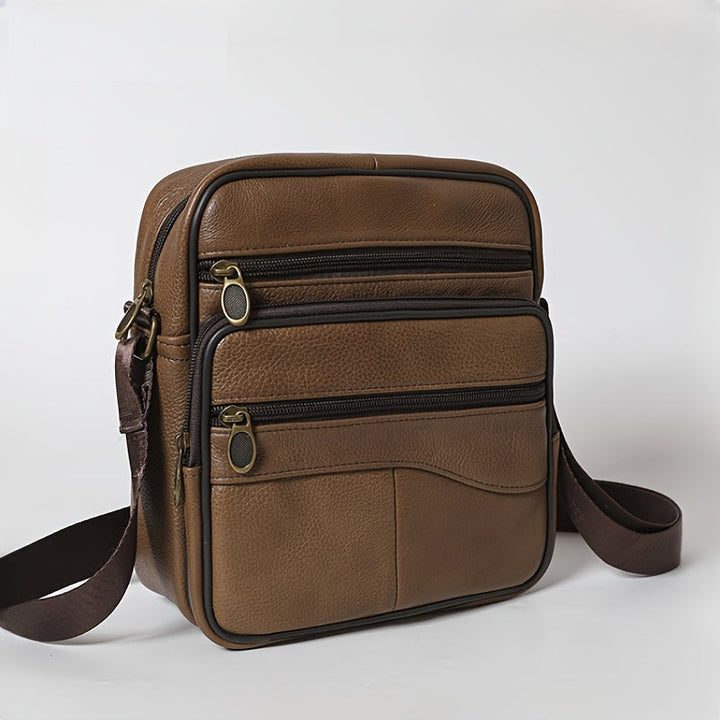 Men’s Crossbody Bag | Premium Leather | Large Capacity & Adjustable Strap | Business Bag