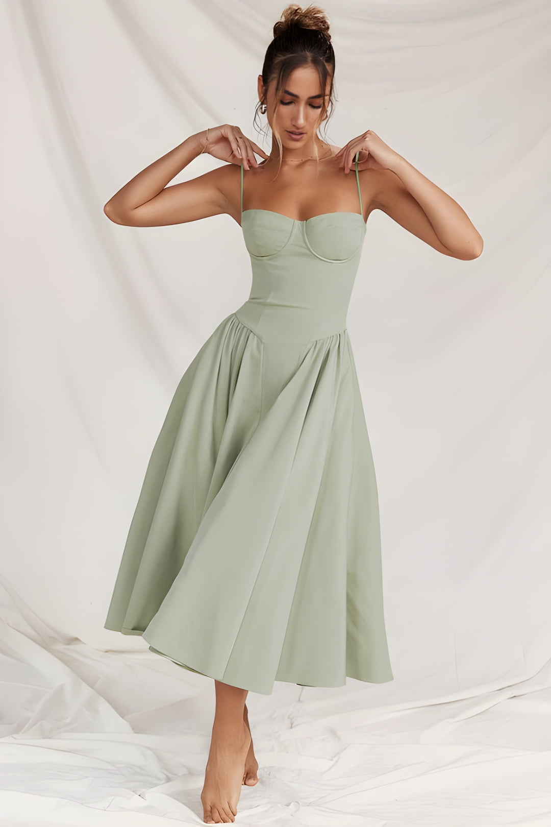 Women's Dress | Spaghetti Strap Retro Style | French Court Look | Polyester Fibre