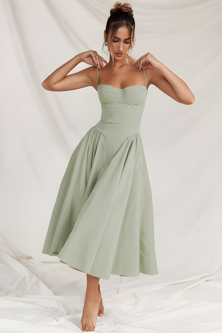 Women's Dress | Spaghetti Strap Retro Style | French Court Look | Polyester Fibre