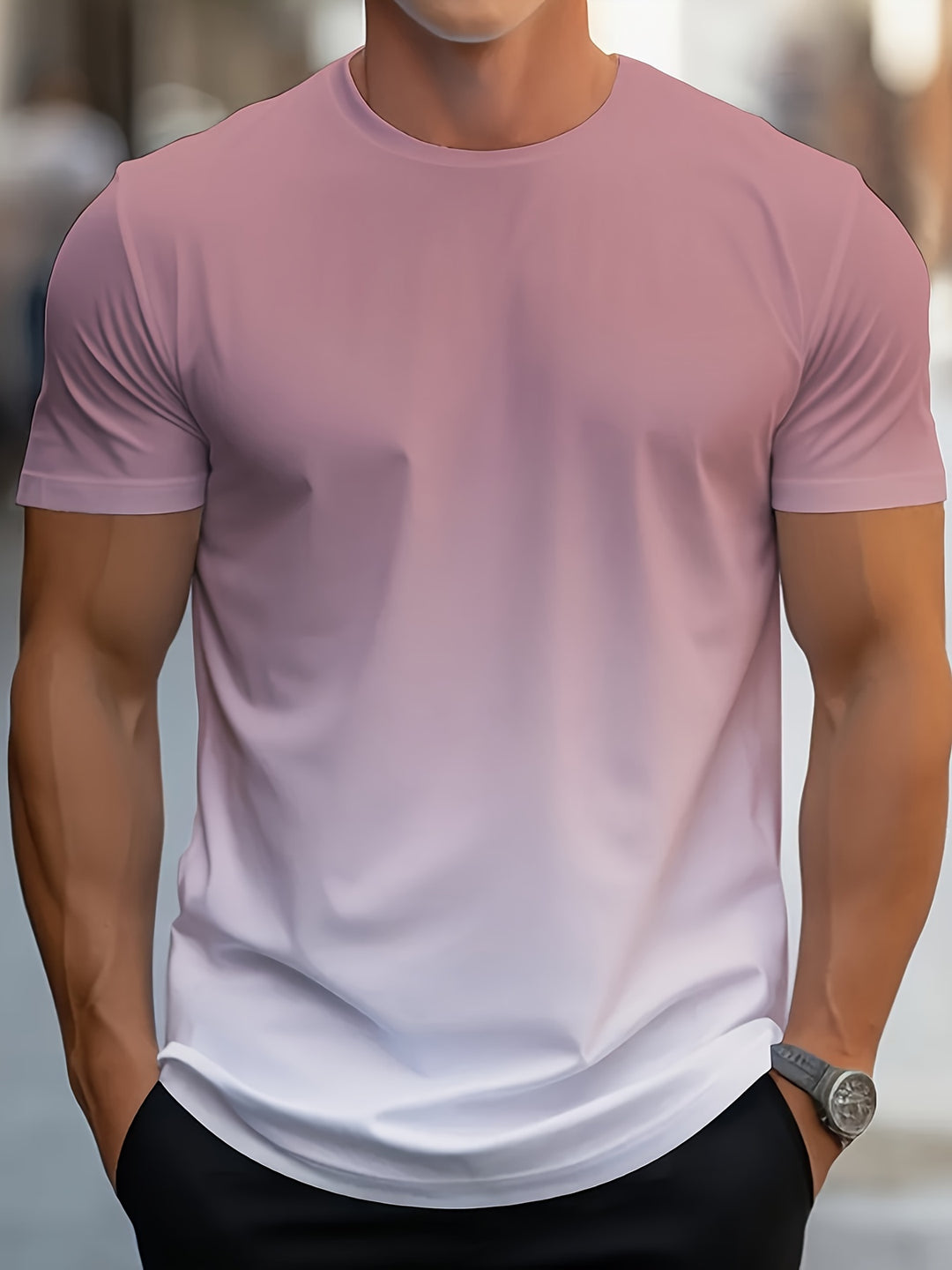 Men's Sports T-Shirt | Ombre Design | Breathable & Stretchy | Summer Casual