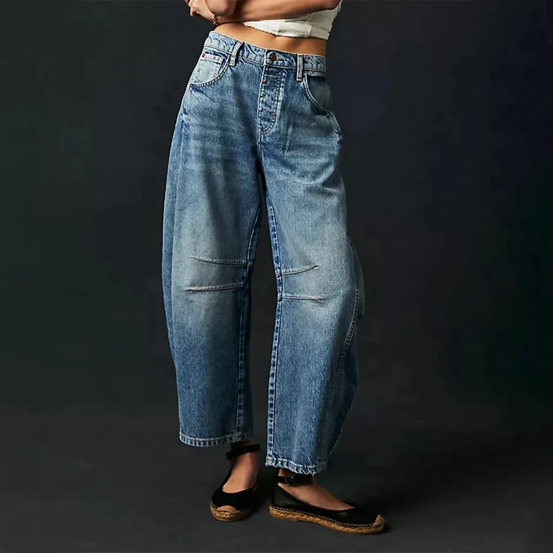 Women’s Wide Leg Jeans | Mid-Rise & High Stretch | Vintage Look | Loose Fit Denim