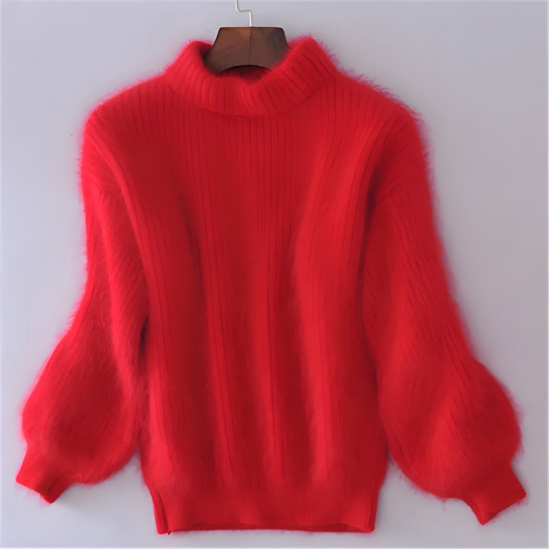 Women’s Turtleneck Sweater | Thick Knit with Lantern Sleeves | Winter Style | Polyester