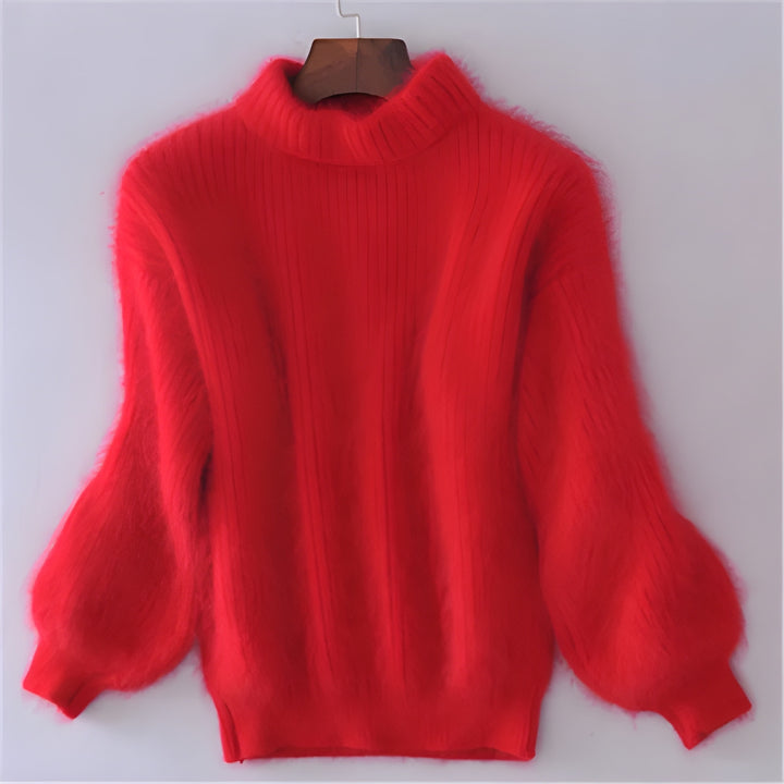 Women’s Turtleneck Sweater | Thick Knit with Lantern Sleeves | Winter Style | Polyester