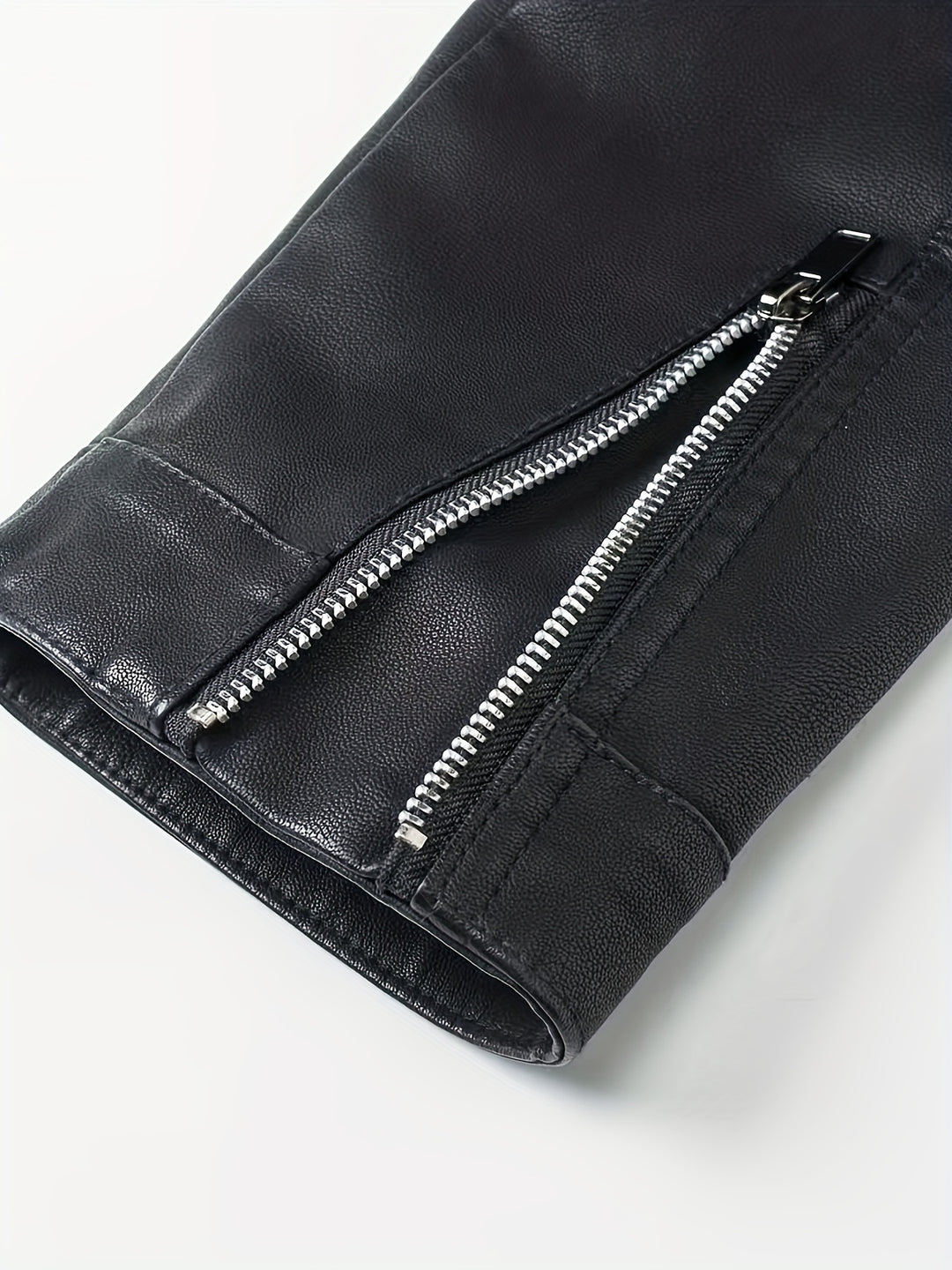 Men’s Casual Jacket | Elegant High Collar | Front Zip & Pockets | Faux Leather