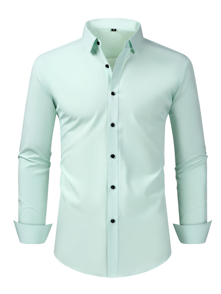 Men’s Shirt | Long Sleeves & Lapel Collar | Breathable & Smart | Polyester Blend