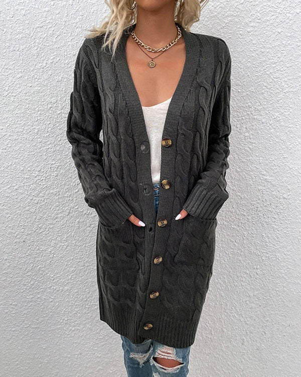 Women’s Cardigan | Long Knit Jumper | Loose Fit with Button Closure