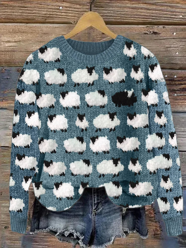 Women’s Sweater | 3D Animal Print | Casual Long Sleeve Jumper | Polyester