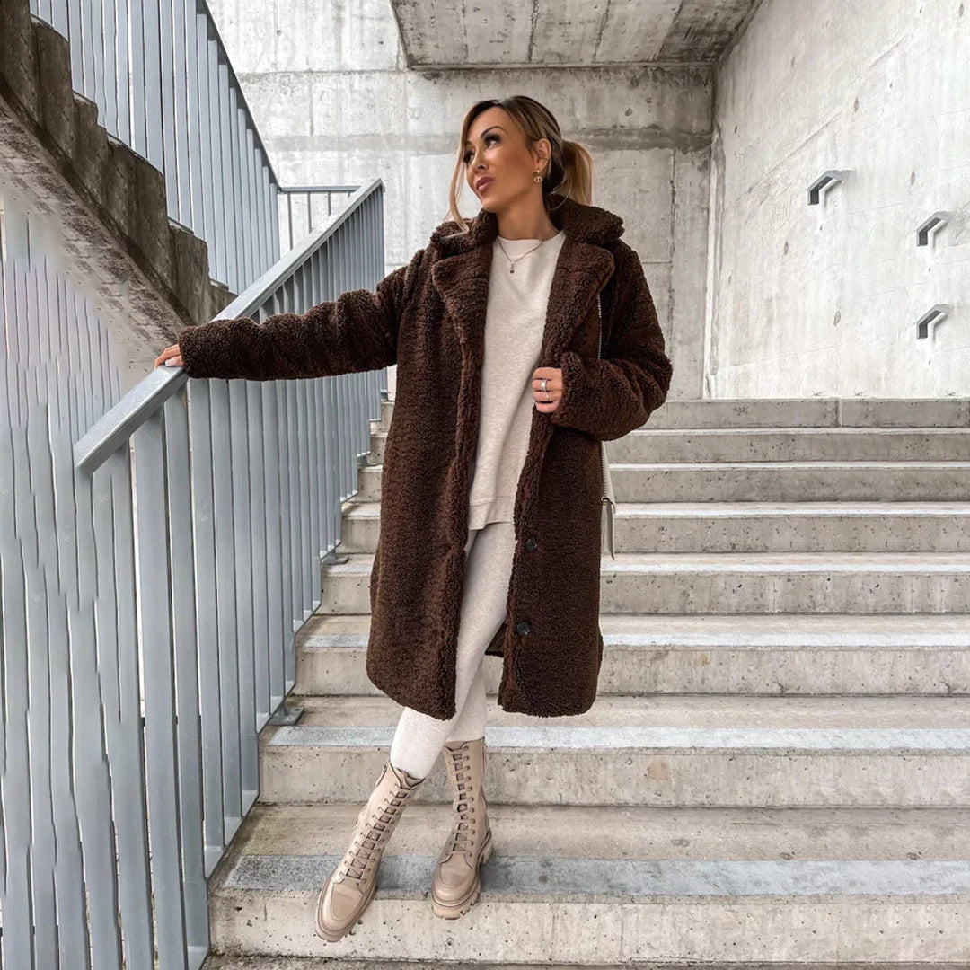 Women’s Jacket | Long Sleeves & Folded Collar | Single-Breasted & Soft Knit
