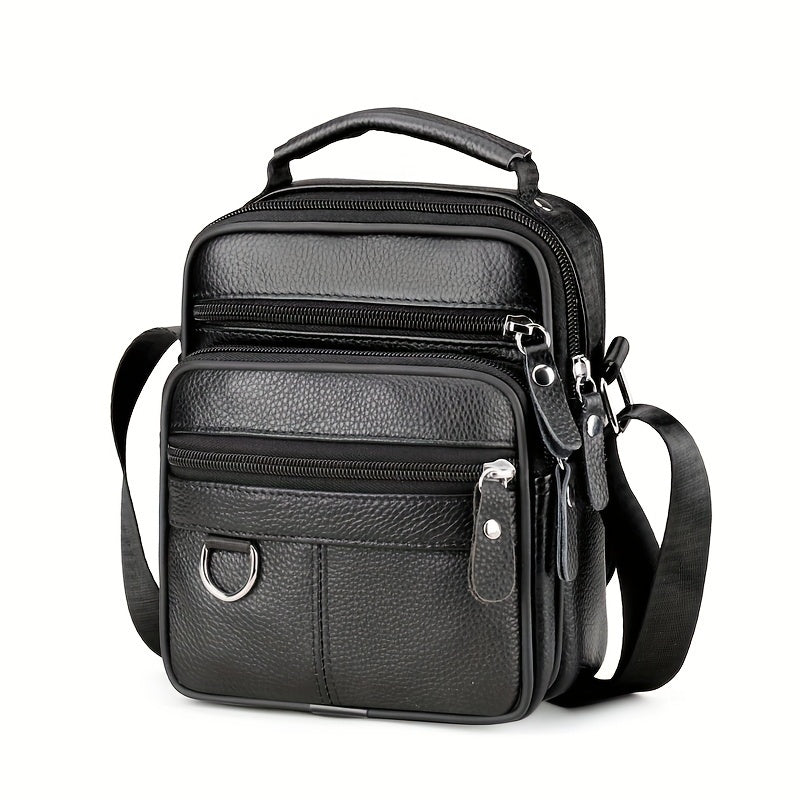 Men’s Shoulder Bag | Genuine Cowhide Leather | Adjustable Strap & Functional Design