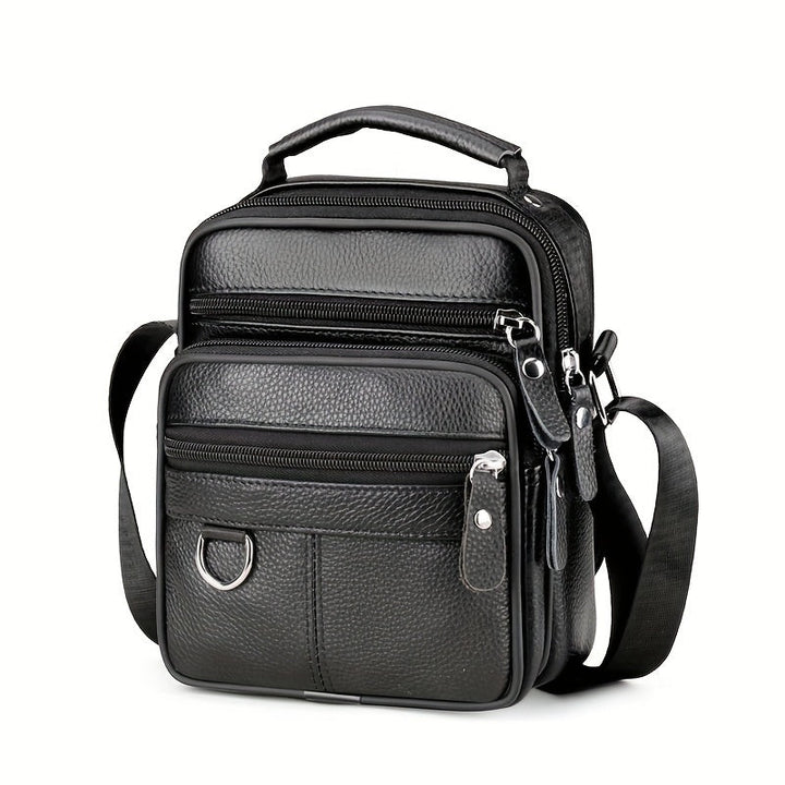 Men’s Shoulder Bag | Genuine Cowhide Leather | Adjustable Strap & Functional Design