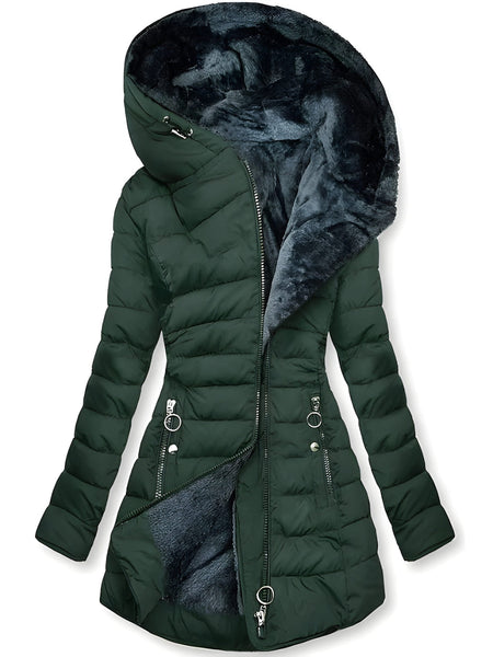 Women’s Fluffy Winter Jacket | Slim Fit Hooded Coat | Warm Plush Collar
