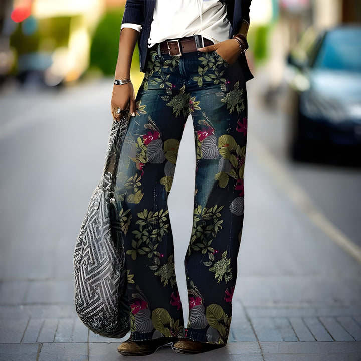 Women's Casual Trousers | Retro Floral Print | Wide Leg with Pockets | Summer Style
