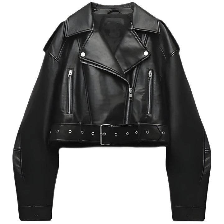 Women’s Jacket | Vintage Biker Style | Short & Belted