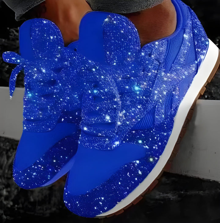 Women’s Trainers | Glitter Mesh Sneakers | Casual Lace-Up Shoes