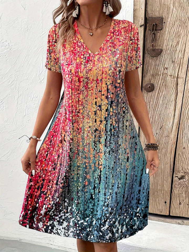 Women's Summer Dress | V-Neck | Beach Style & Comfortable | Short Sleeves