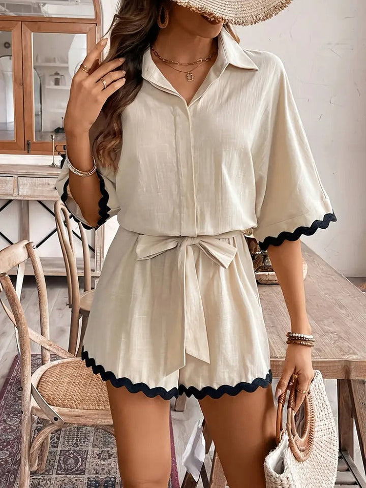 Jumpsuit for Women | Colour Block & Tie Waist | Summer & Casual | Lightweight Polyester Design