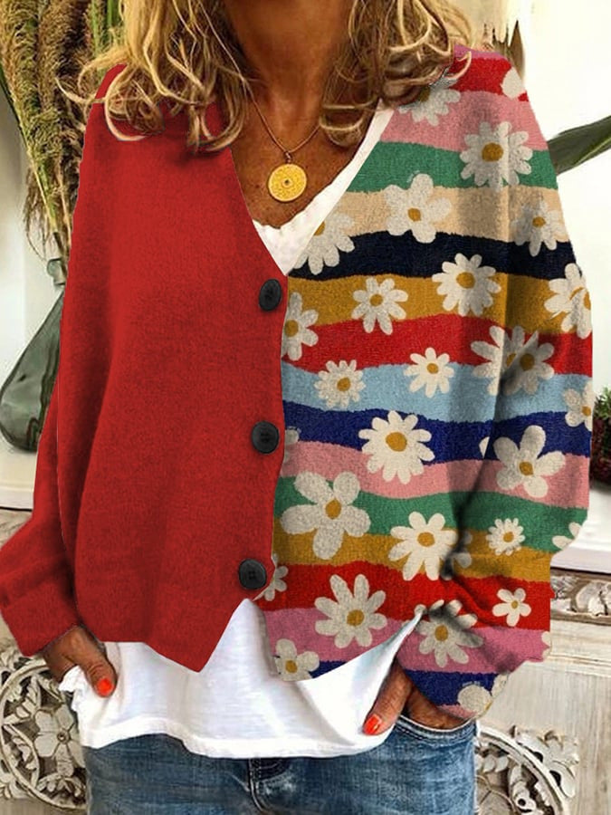 Women’s Knitted Cardigan | V-Neck & Long Sleeve | Button Closure