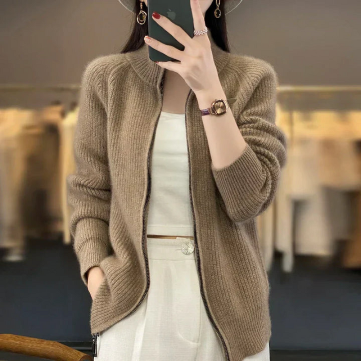Women's Cardigan | Knitted Open Zipper Jacket | Autumn Winter