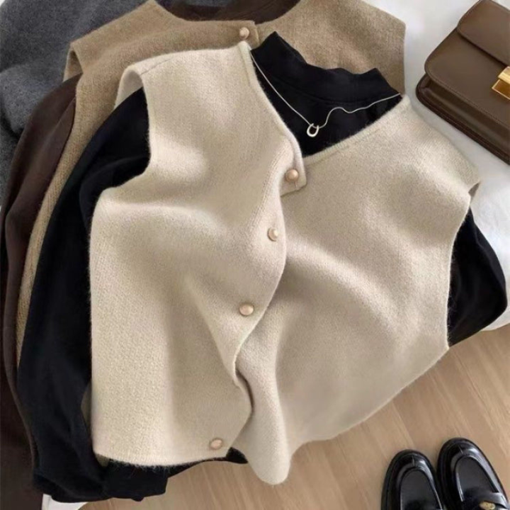 Women’s Cardigan | Sleeveless Buttoned Clothing | Elegant Casual Style