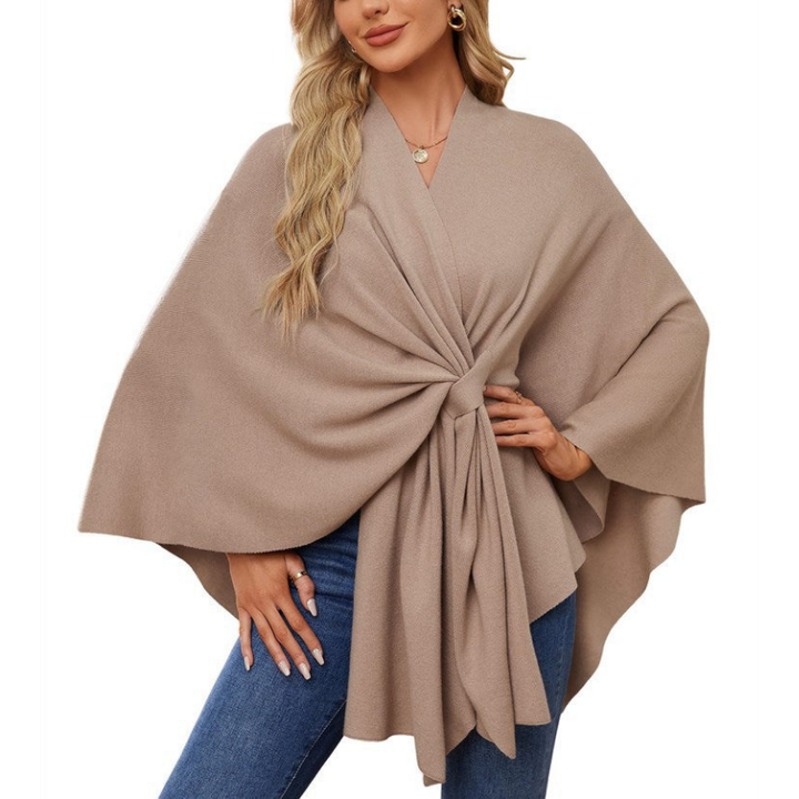 Womens Jumpers | Elegant Wrap Jumper Dress | Asymmetric Knit Top