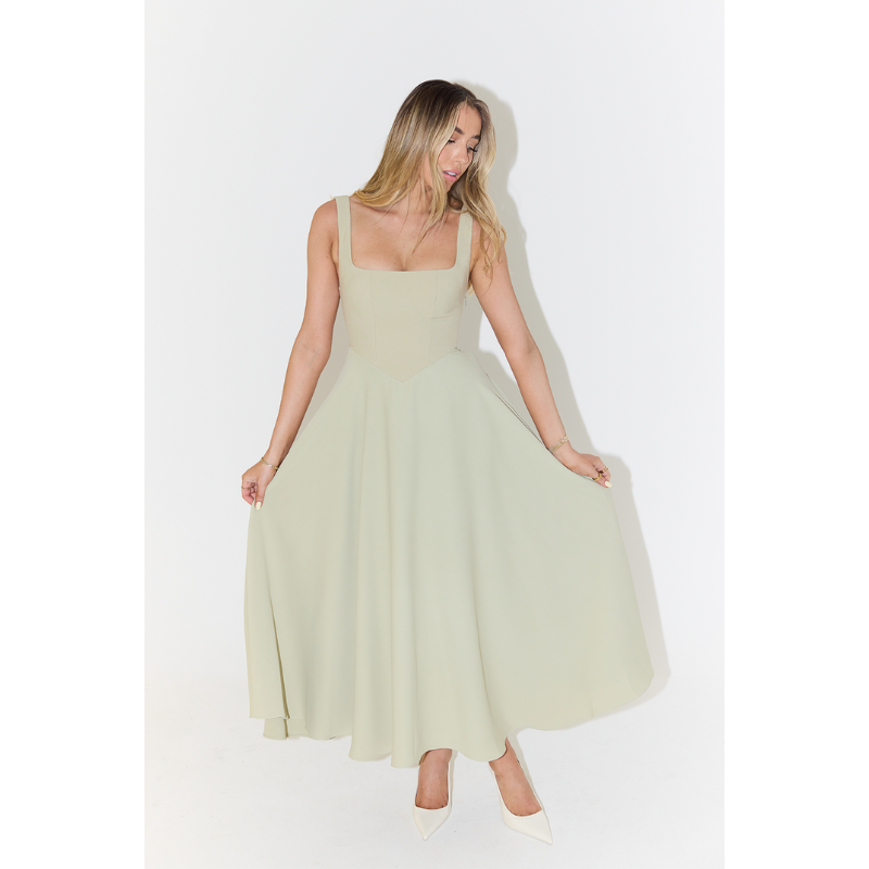 Women’s Maxi Dress | Square Neck A-Line | Elegant Solid Style Dresses