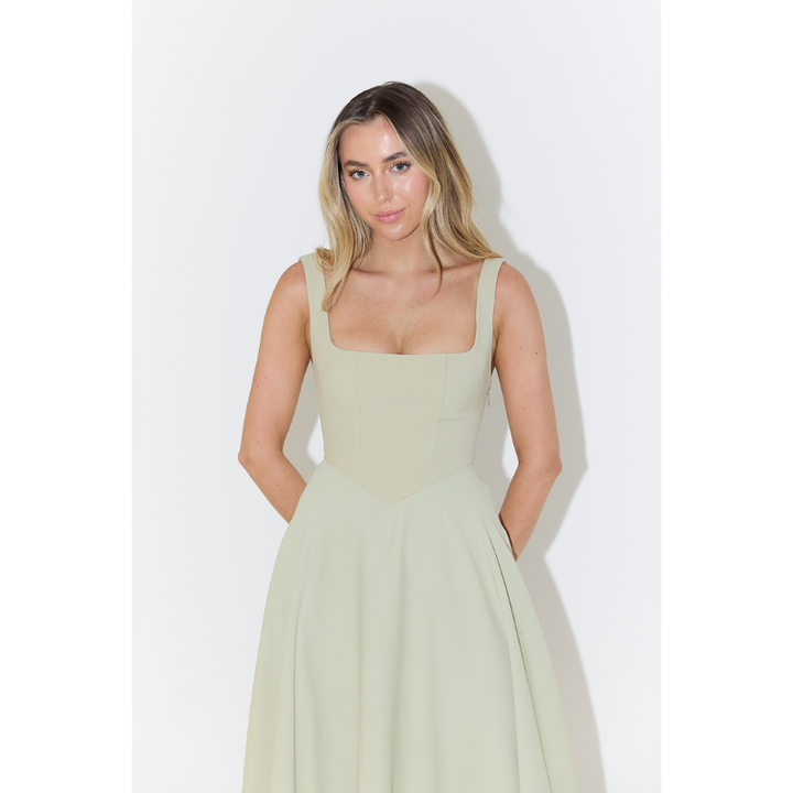 Women’s Maxi Dress | Square Neck A-Line | Elegant Solid Style Dresses